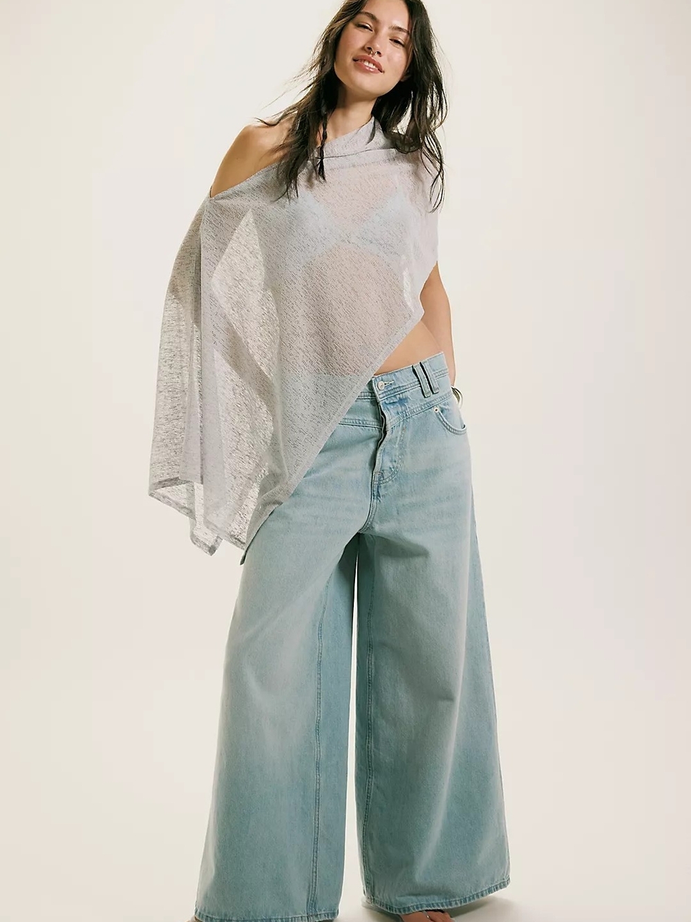 Free People We The Free Give & Take Wide Leg Jeans - Key Lime 33 SHORT - Picture 5 of 5